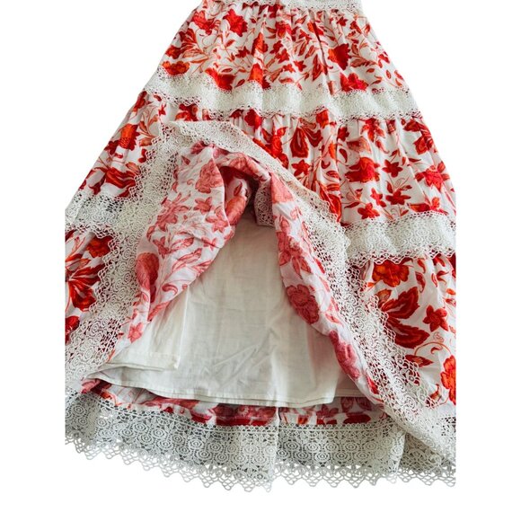 NWT Antonio Melani Maxi Dress Size 8 .Red & White Floral Lace Maxi - Picture 12 of 16
